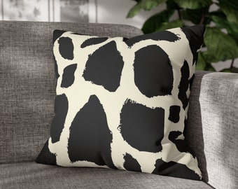 Animal Print Brushed Suede Pillow Cover Black Cream Micro Suede Faux Suede Velvet Feel Cow Print Giraffe