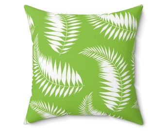 AOYEGO Tropical Palm Leaves Throw Pillow Cover Green Foliage Branch Jungle Exotic Botanical Pillow Case 18x18 Inch Square Cushion Cotton Linen Decorative for Couch Bed Home