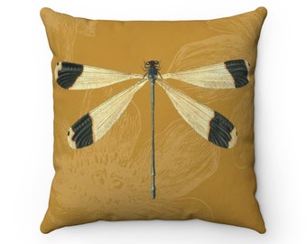 Dragonfly Pillow Cover: Floral Insect Accent Cushion