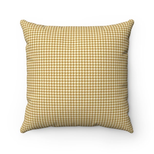 Pillow Cover Mini Houndstooth Gold Taupe Yellow Throw Pillow Decorative Pillow Cushion Geometric Black Modern Chic Geometric Menswear Print