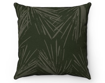 Evergreen Pine Branch Pillow Cover, Faux Suede Holiday Decor