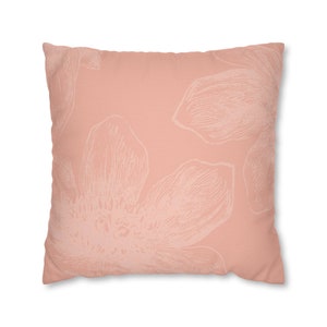 Pink Vintage Peony Floral Print Pillow Cover Rose Quartz Tonal Throw Pillow Case Cottagecore