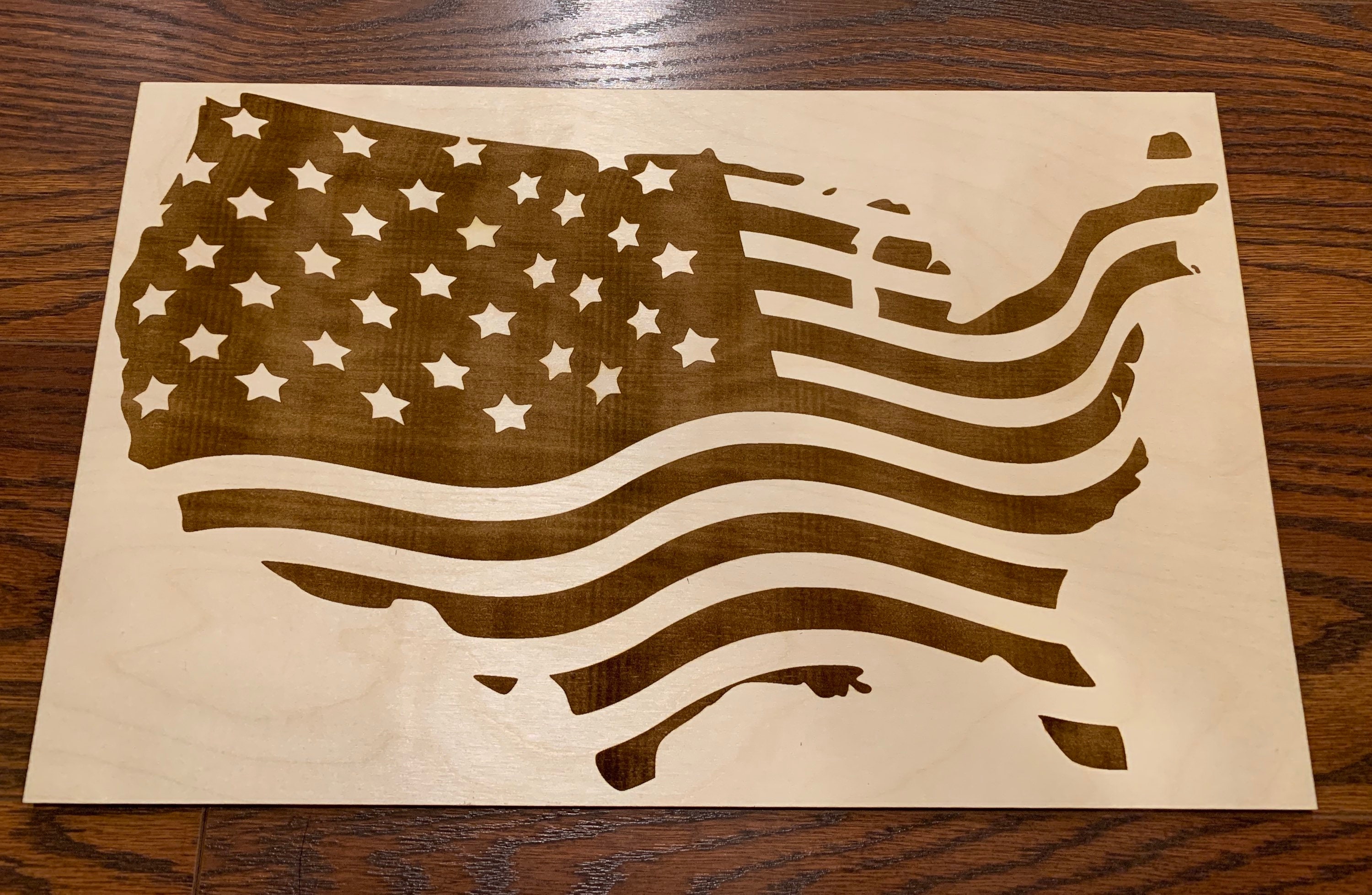 Patriotic Laser Engraved Wavy American Flag Customizable Etsy