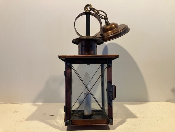 Vintage Copper Lantern Pendant Light Fixture Underwriters