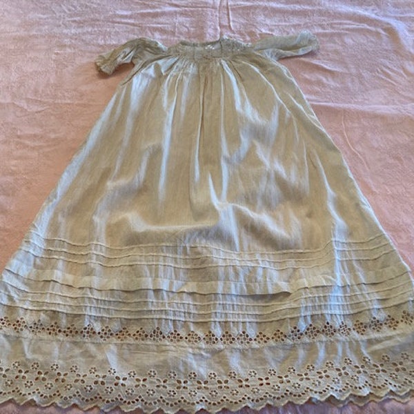 Charming vintage Christening gown, circa 1900, fine cotton and eyelet trim