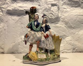 Antique Staffordshire Spill Vase Burns and His Mary