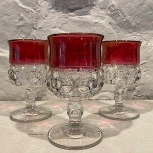 Group of 3 vintage Tiffin Kings Crown Ruby Flashed goblets