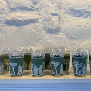 Jeanette Jasparware vintage tumblers, Hellenic pattern, circa mid 1960&#39;s
