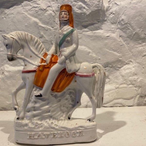 Antique Staffordshire Figurine Large of General Henry Havelock on Horseback, circa 1860