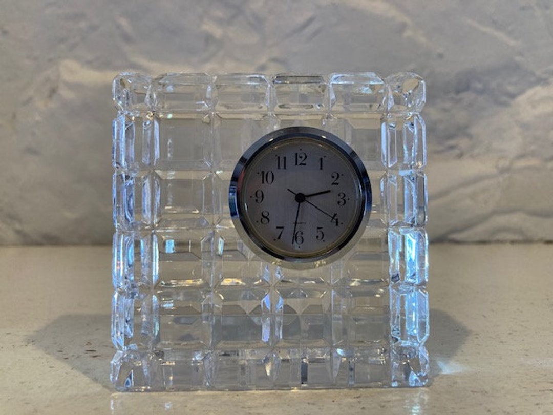 Waterford Clock Small 3x3 Signed Circa 1980 Faceted Block - Etsy