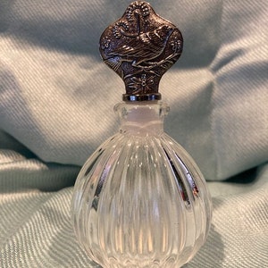 Godinger perfume  decanter or flacon.  Silver plate finial.  Vintage 1990s.
