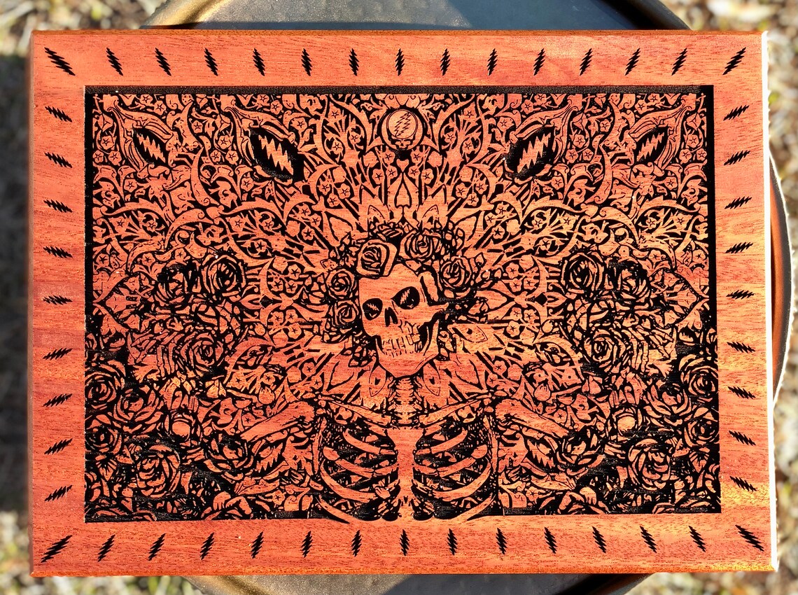 Dead Skeleton With Roses Engraved Mahogany - Etsy