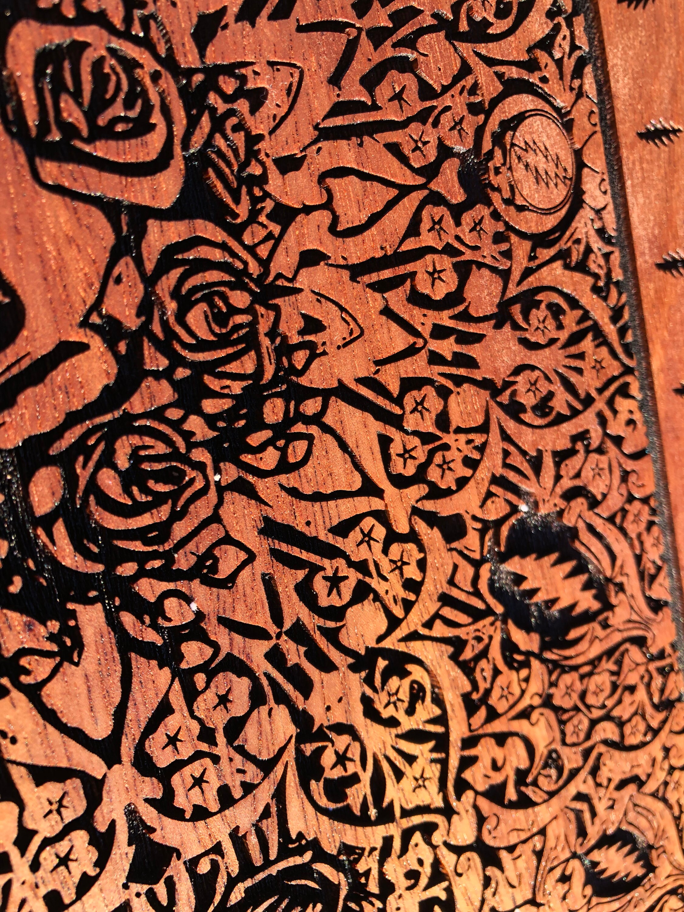 Dead Skeleton With Roses Engraved Mahogany - Etsy