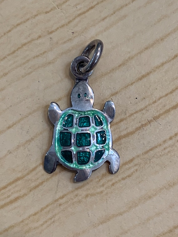 Vintage Green Turtle Sterling Silver Jewelry Charm