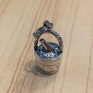 925 Vintage Champagne Bucket Sterling Silver Jewelry Charm