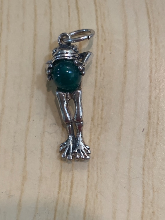 Jade Frog Sterling Silver Jewelry Charm