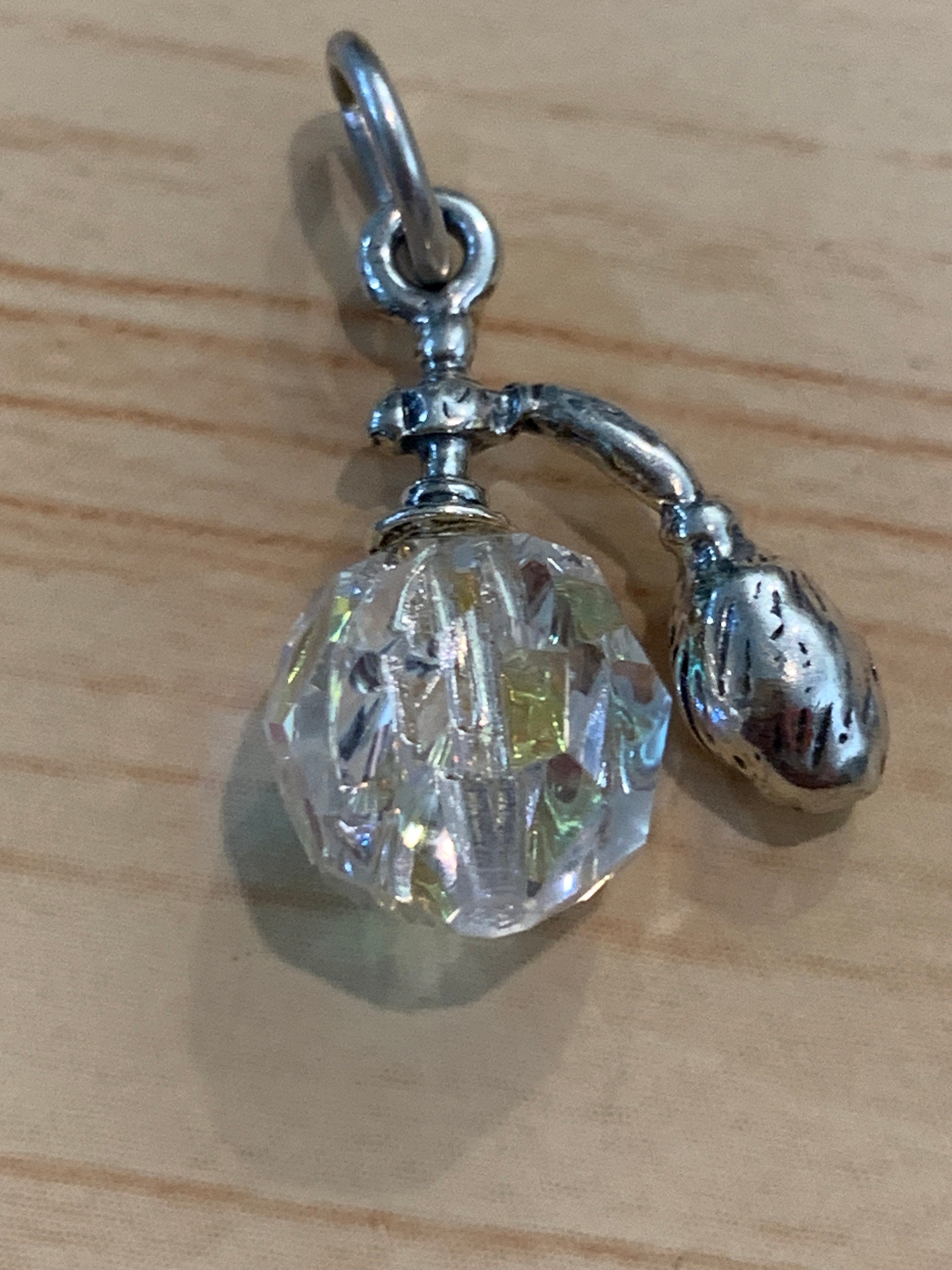 Crystal Perfume Bottle Sterling Silver Jewelry Charm