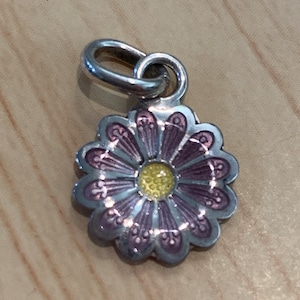 925 Vintage Purple Daisy Sterling Silver Jewelry Charm