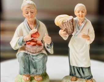 Vintage Napcoware Elderly Women Figurines Set of 2