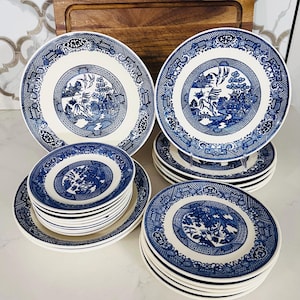 Vintage Royal China Blue Willow Willow Ware China | Dinner Plates | Bread Plates | Salad Plates | Bowl | Saucers