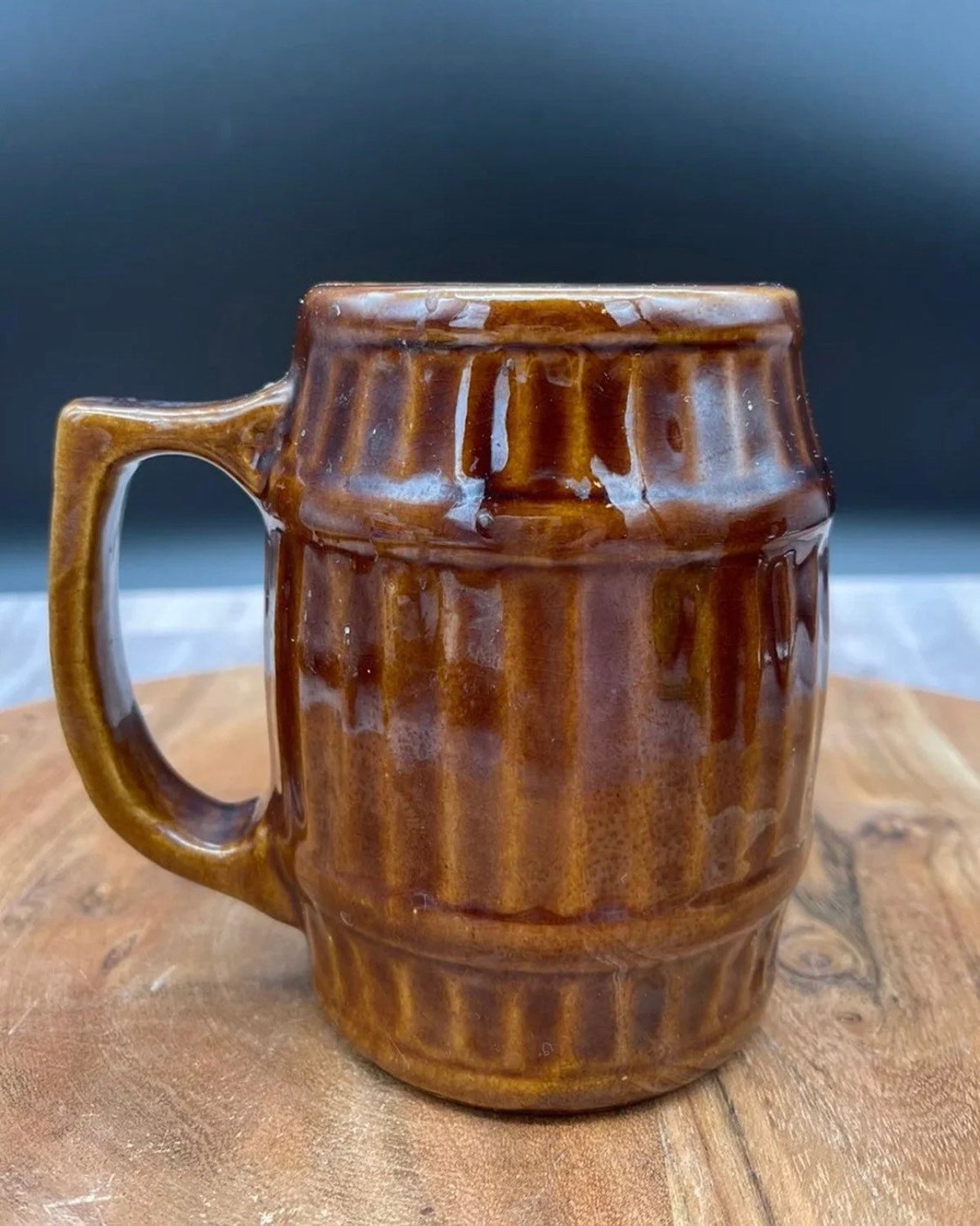 Vintage Stoneware Beer Barrel Mugs Root Beer Etsy