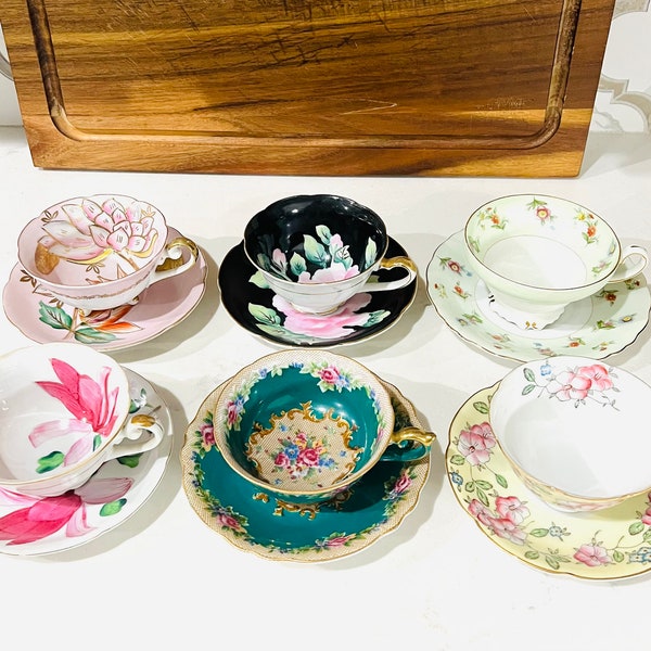 1940’s Occupied Japan Teacup Sets Merit Orion Lamor Diamond