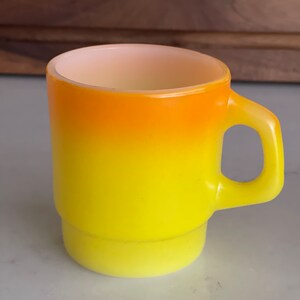 Vintage Fire King Candy Corn Ombré Yellow Orange Stackable Mug