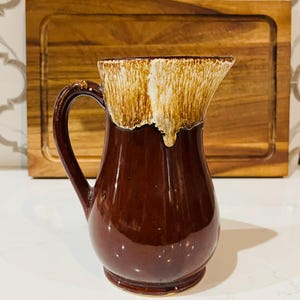 Vintage Roseville Potteries Brown Drip Glaze Pitcher 7.5” tall | RPCo