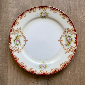 Vintage Sakura China Made in Japan Salad Luncheon Plate Floral Ornate Gold Trim