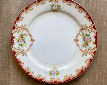 Vintage Sakura China Made in Japan Salad Luncheon Plate Floral Ornate Gold Trim