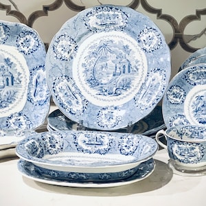 Antique Ridgways England Blue Flow China Oriental Pattern c.1890s image 1