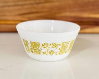 Vintage Federal Glass 6” Mixing Bowl Green Floral