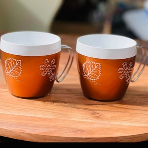 Vintage West Bend Thermoserv Mugs Set of 2 Fall Winter Drinkware