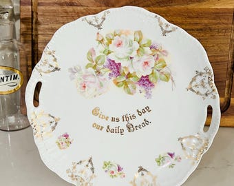 Vintage Bavarian China Kitchen The Lord’s Prayer Decorative Plate Give Us Our Daily Bread