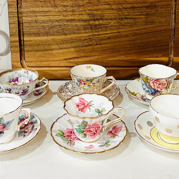 Vintage English Bone China Teacup Sets Colclough | Crown England | Aynsley | Regency | Nelson Ware | Royal Stafford