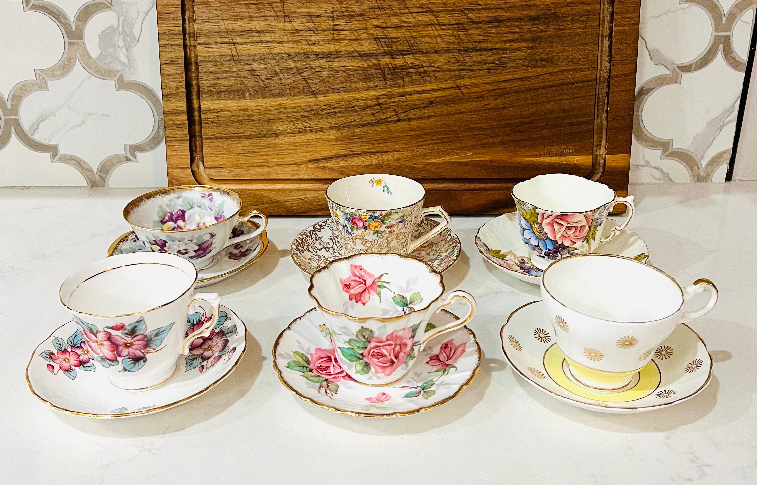 COLCLOUGH Gold Chintz Floral Pink Tea Cup and Saucer Bone