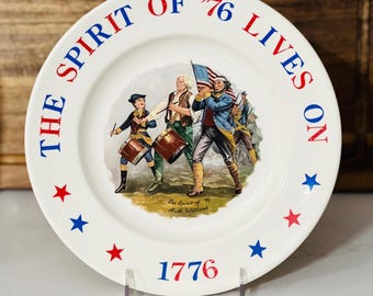 Vintage American Bicentennial Plate 1776 Patriotic 4th of July Decor