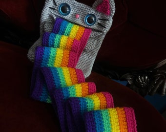 Écharpe Barf arc-en-ciel au crochet Kitty