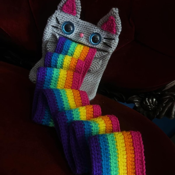 Kitty Rainbow Barf Scarf Crochet Pattern