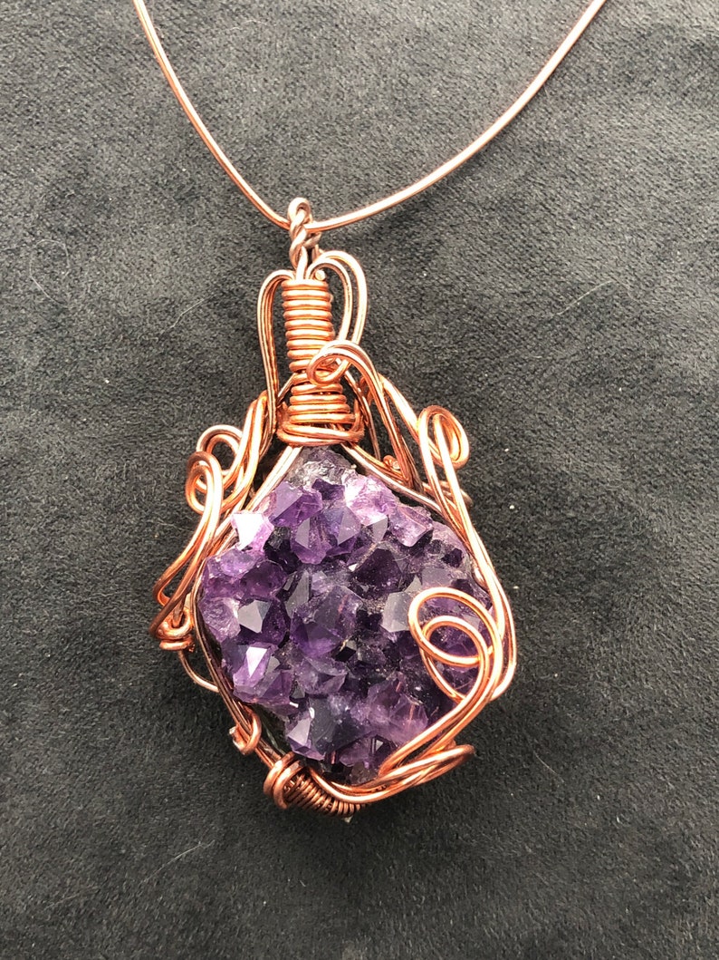Copper wire wrapped Amethyst Pendant