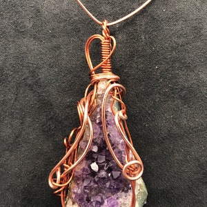 Copper wrapped Amethyst pendant