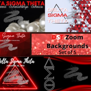 Delta Zoom Background | Virtual Background | Delta Sigma Theta | Red and White | Pearls | Divine Nine