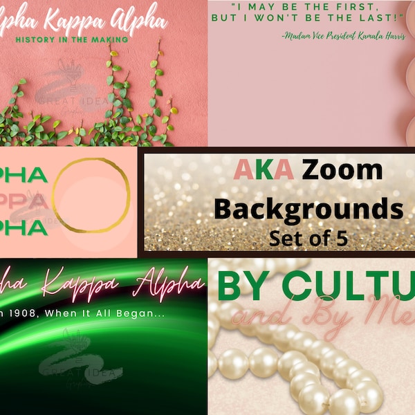 AKA Zoom Background | Virtual Background | AKA | Pink and Green | Pearls | Divine Nine