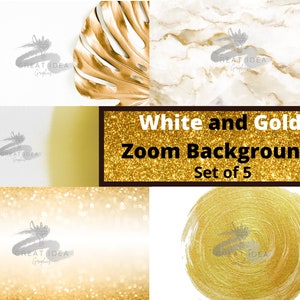 White & Gold Zoom Background | Virtual Background | Marble | Glitter