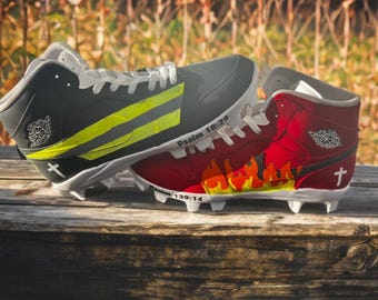 Jordan 1 pintados a mano: Diseño cristiano Fire & Faith