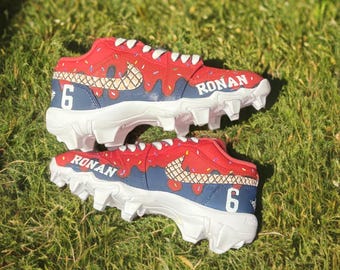 Tacos de helado personalizados, diseño de goteo y chispas pintados a mano / Tacos deportivos personalizados con nombre y número