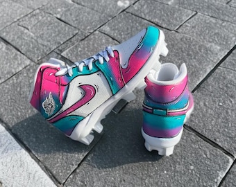 Custom Painted Football Cleats “Denim”
