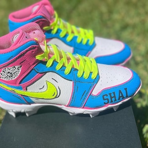 Custom Painted Cleats – Handcrafted Athletic Footwear, Unique Sports Gift, Retro-Inspired Design