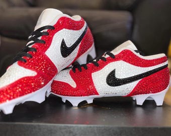 Botines personalizados con brillantes de imitación: rojos, blancos y negros / Zapatillas deportivas totalmente adornadas a mano