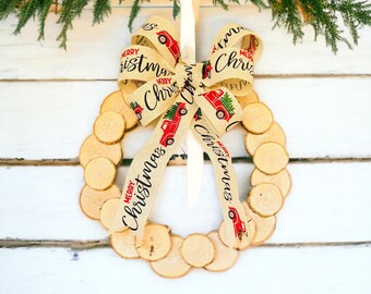 Guirlanda de Natal em fatias de madeira de carvalho branco: decoração de Natal